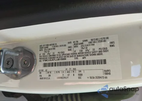 2020 Ford Escape Titanium из США, поврежденный, VIN 1FMCU9J97LUB15089